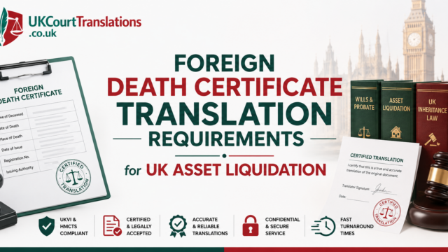 Foreign death certificate translation for UK asset liquidation
